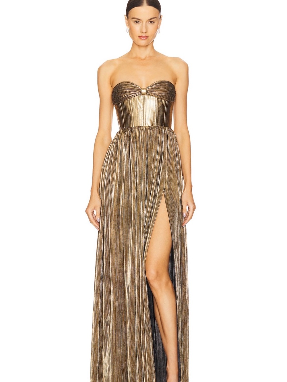 Bronx and Banco Metallic Gold Strapless Maxi Dress size Small S EU40 US 4